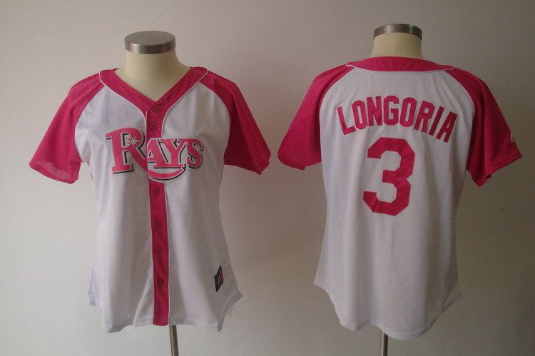Women 2017 MLB Tampa Bay Rays #3 Evan Longoria Pink Splash Fashion Jersey